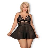 Obsessive Schwarzes Babydoll-Set Plus Size