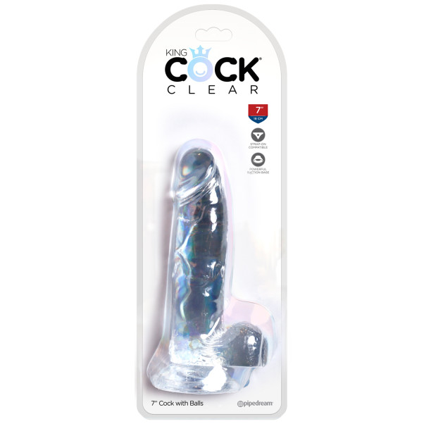 King Cock Durchsichtiger Dildo mit Hoden 18 cm mit Saugnapf