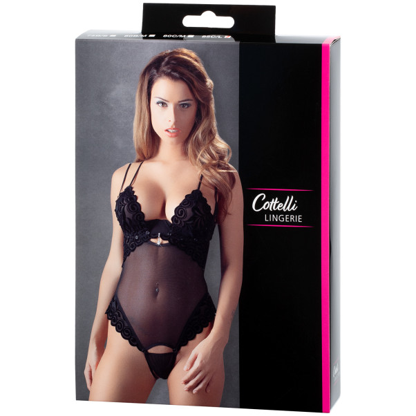 Cottelli String-Bodystocking mit Strasssteinen