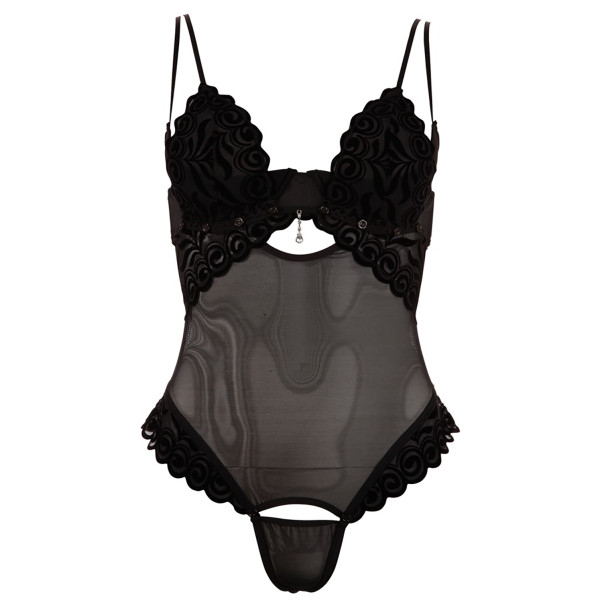 Cottelli String-Bodystocking mit Strasssteinen