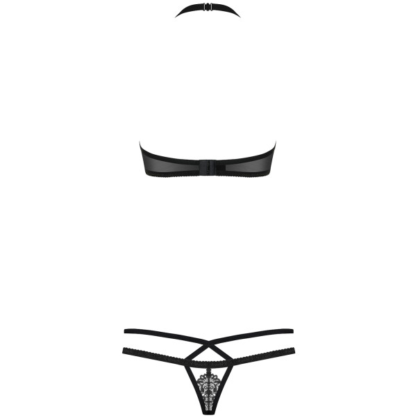 Obsessives Neckholder-BH-Set in Schwarz