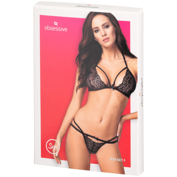 Obsessives Neckholder-BH-Set in Schwarz