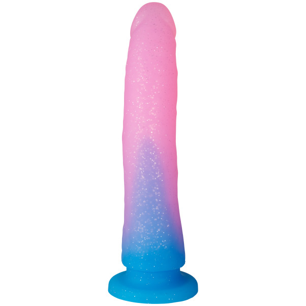 baseks Gradient Glitter Dildo Gross Blau mit Saugnapf 22,5 cm