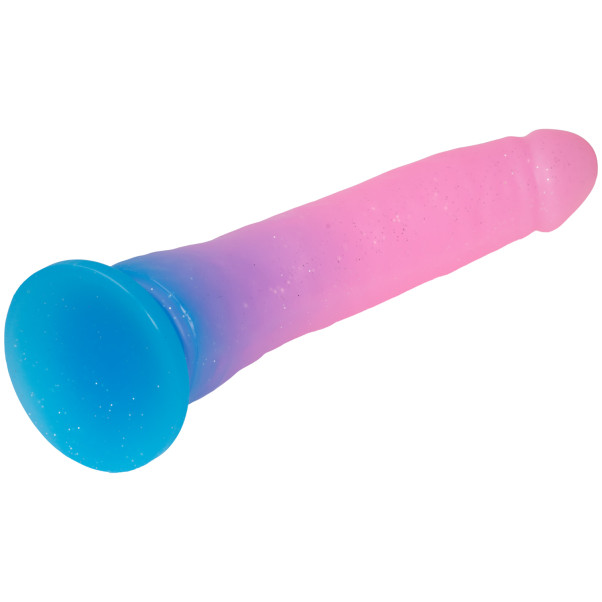 baseks Gradient Glitter Dildo Gross Blau mit Saugnapf 22,5 cm