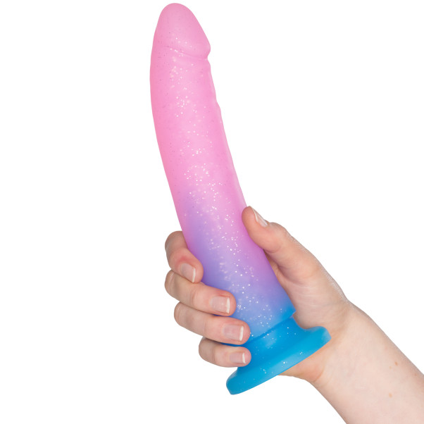 baseks Gradient Glitter Dildo Gross Blau mit Saugnapf 22,5 cm