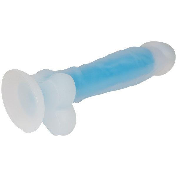 baseks Glow in the Dark Dildo Blau 21,5 cm mit Saugnapf