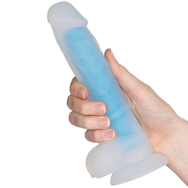 baseks Glow in the Dark Dildo Blau 21,5 cm mit Saugnapf