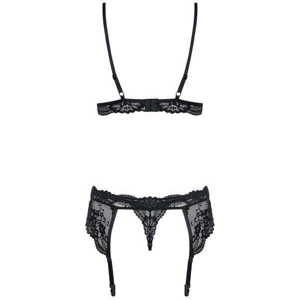 Obsessive Schwarzes Spitzenstrumpfhalter-Set