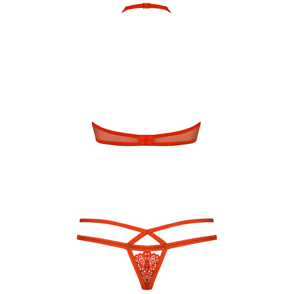 Obsessive Rotes Spitzen- und String-BH-Set