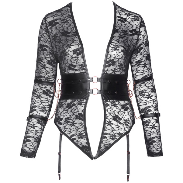 Cottelli Bondage Schrittfreier Body mit Langen Ärmeln in Plus Size