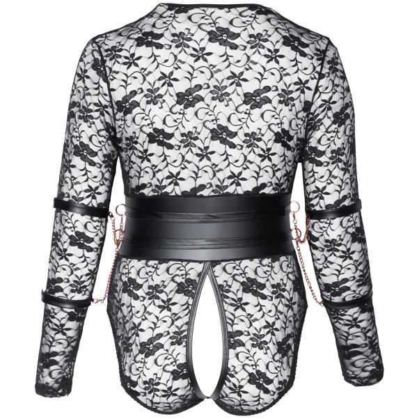 Cottelli Bondage Schrittfreier Body mit Langen Ärmeln in Plus Size