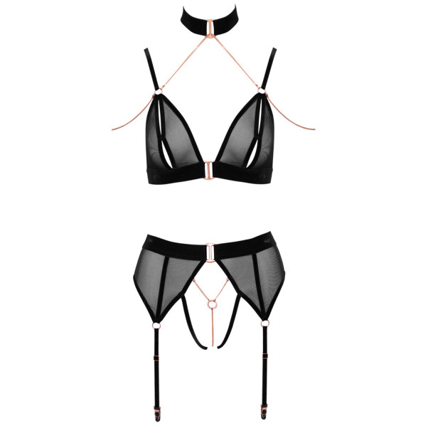 Abierta Fina Mesh Peekaboo BH-Set