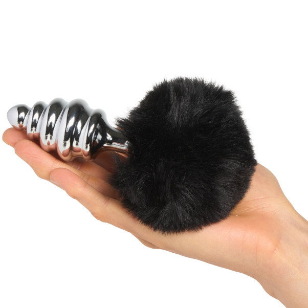 Alive BDSM Line Schwarzer Analplug Fluffy Twist aus Metall L