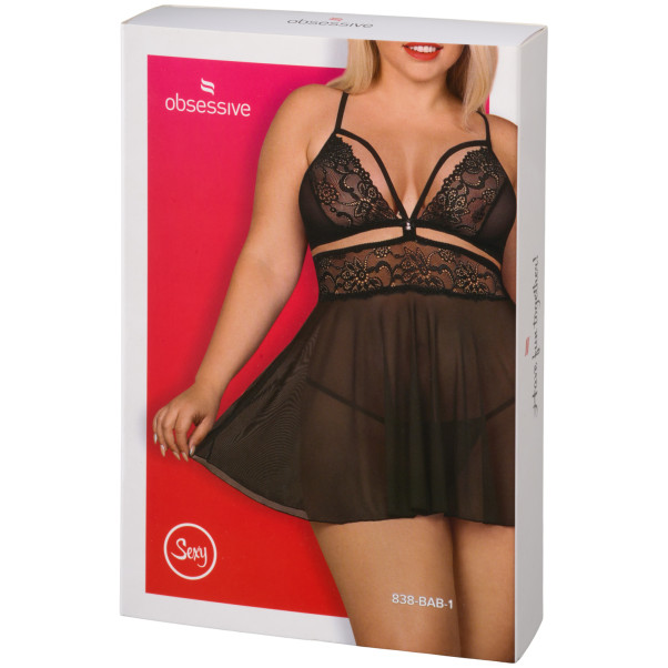 Obsessive Schwarzes Babydoll-Set Plus Size