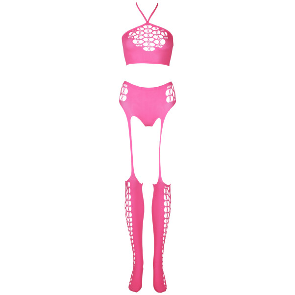 Ouch! Glow in The Dark Neonpinkes Crop Top and Stockings