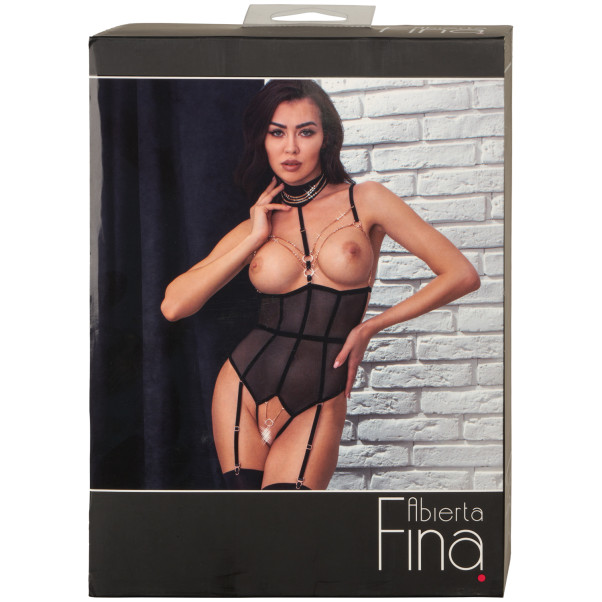 Abierta Fina Netz-Korsett mit Kette