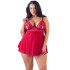 Cottelli Spitzen Babydoll in Übergrösse Rot
