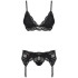 Obsessive Schwarzes Spitzenstrumpfhalter-Set