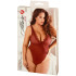 Allure Diva Leilani Offener Netz- und Wimpernspitzen-Body in Rot Plus Size
