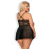 Obsessive Schwarzes Babydoll-Set Plus Size