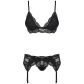 Obsessive Schwarzes Spitzenstrumpfhalter-Set