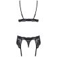 Obsessive Schwarzes Spitzenstrumpfhalter-Set